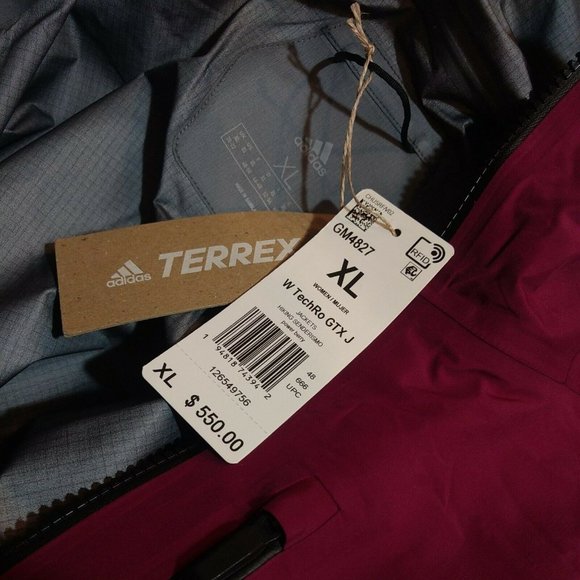 Adidas Terrex Techrock Gore-Tex Pro Jacket Size XL Waterproof Rain Purple Pink - Picture 12 of 12